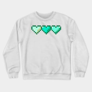 Teal Row of Hearts Pixel Art Crewneck Sweatshirt